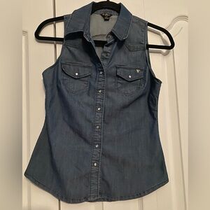 Guess Blue Denim Sleeveless Shirt